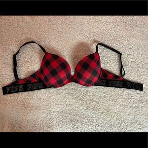 ✨SOLD✨ VS PINK Red Plaid Push Up Bra